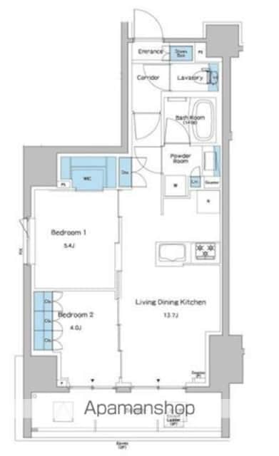 ルフォンプログレ志村坂上[2LDK/55.55m2]の間取図
