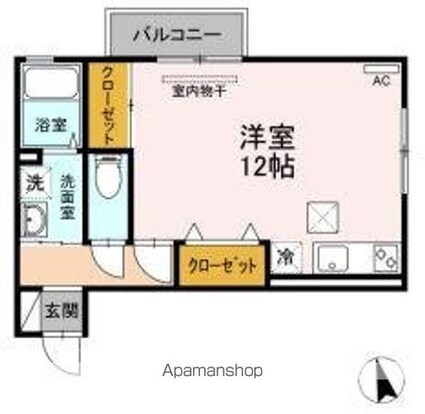 香川県高松市林町[1R/34.68m2]の間取図