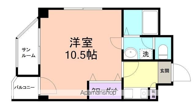 和歌山県和歌山市新中通２丁目[1K/33.89m2]の間取図