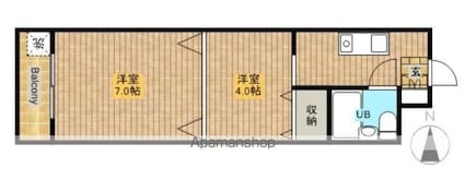コープオリンピアＩＩＩ[2K/29m2]の間取図
