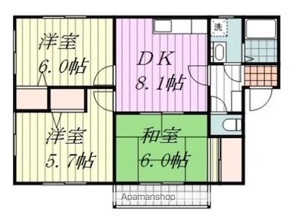 フォブール古川北[3DK/58.8m2]の間取図