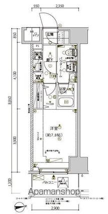 メインステージ南砂町Ⅱ[1K/25.66m2]の間取図