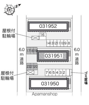 レオパレスエクセル歩坂町Ⅱ[1K/19.87m2]の配置図