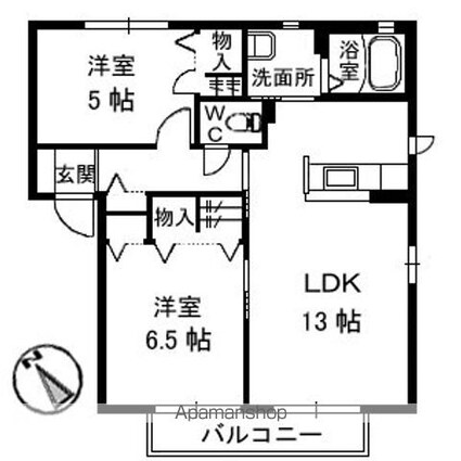 サンハイツＳ　Ｕ棟[2LDK/58.1m2]の間取図