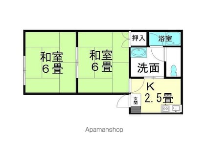 ムーンリバー[2K/33.48m2]の間取図