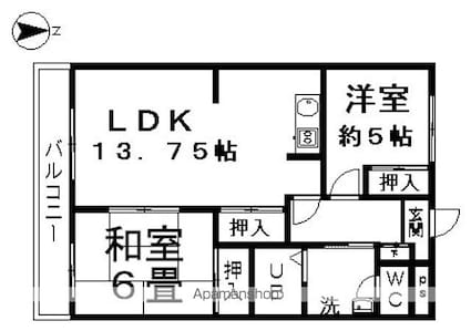 長野県長野市大字徳間[2LDK/57.34m2]の間取図
