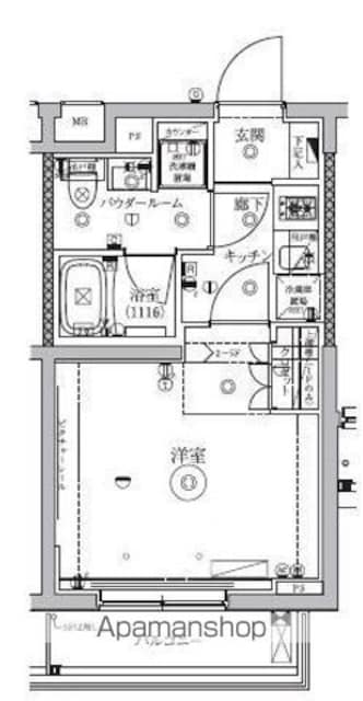 セジョリ新宿上落合[1K/25.79m2]の間取図
