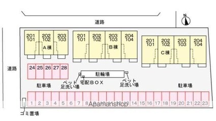香川県高松市上天神町[2LDK/59.55m2]の配置図