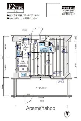 メインステージ本蓮沼[1R/25.65m2]の間取図