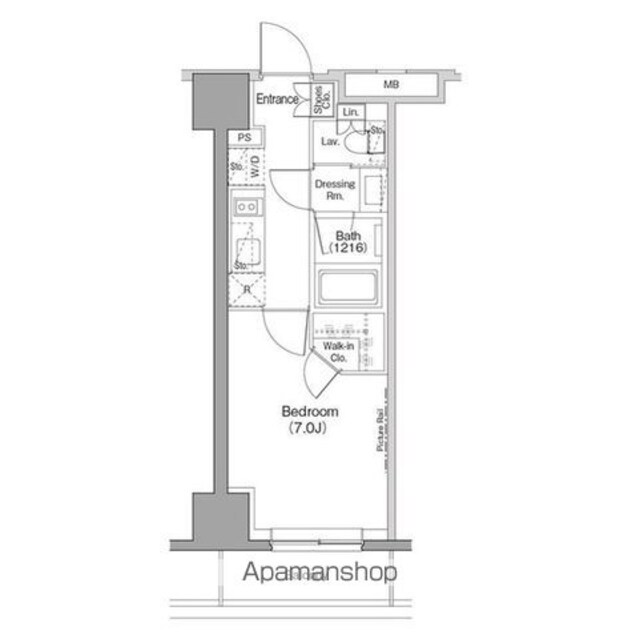 ザ・パークハビオ木場[1K/25.19m2]の間取図