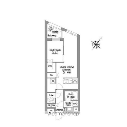 東京都渋谷区本町５丁目[1LDK/37.07m2]の間取図