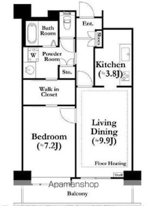 河田町ガーデン　４号棟[1LDK/56.64m2]の間取図