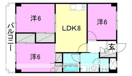 ナチュラルリーフ松山[3LDK/59.52m2]の間取図