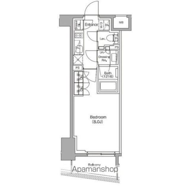 ザ・パークハビオ中野新橋[1K/25.97m2]の間取図
