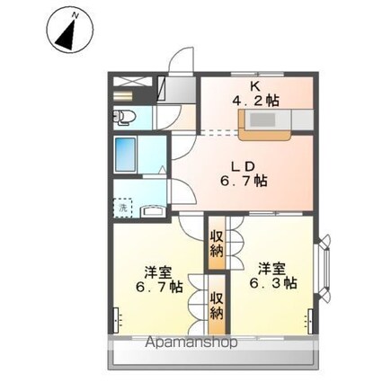 岡山県和気郡和気町和気[2LDK/51.66m2]の間取図