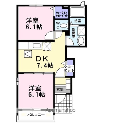 ＦＡＩＲＹ・ＳＭＩＬＥ　Ｂ[2DK/44.75m2]の間取図