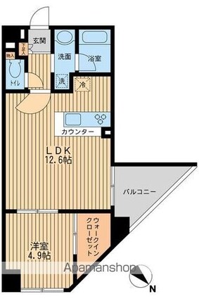 プライムアーバン日本橋人形町[1LDK/40.77m2]の間取図