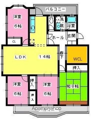 福岡市中央区平尾のマンションの間取り