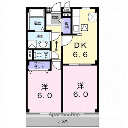 リブサイドＮＫ[2DK/43.82m2]の間取図