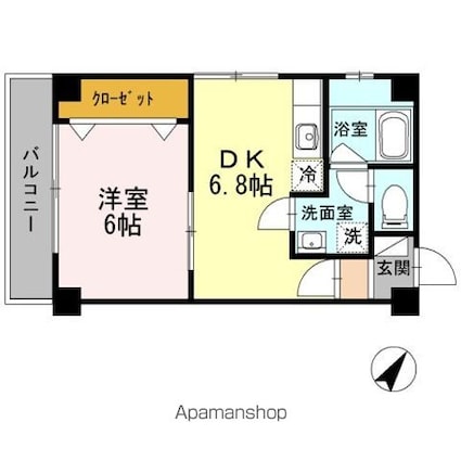 サンコービル[1DK/33.35m2]の間取図