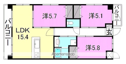 アルカサール道後[3LDK/72.54m2]の間取図