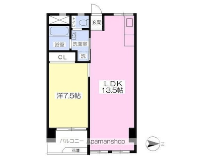 河上ビル[1LDK/47.2m2]の間取図