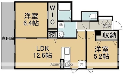 リヴェールＢ[2LDK/58.27m2]の間取図
