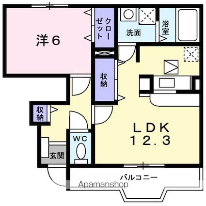ウィッシュⅢ[1LDK/45.99m2]の間取図