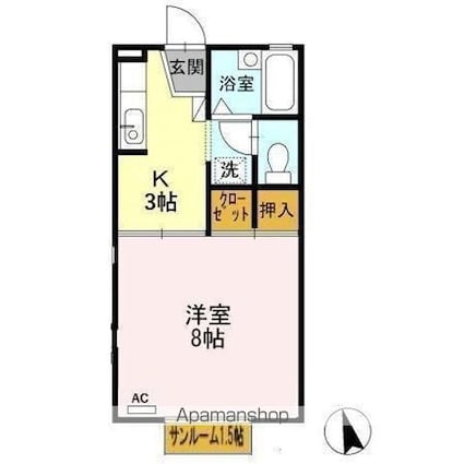 シートピア松原[1K/26.41m2]の間取図