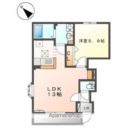 ヘップバーン[1LDK/42.78m2]の間取図