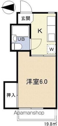 長野県松本市大字里山辺[1K/19.8m2]の間取図