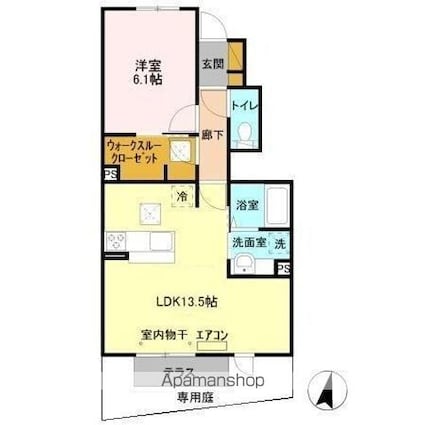 クレア　Ⅲ[1LDK/47.44m2]の間取図