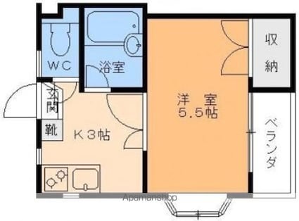 ウネダハウス[1K/21.2m2]の間取図