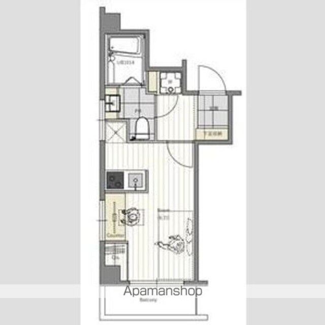 ハナブサマンション[1K/20.43m2]の間取図