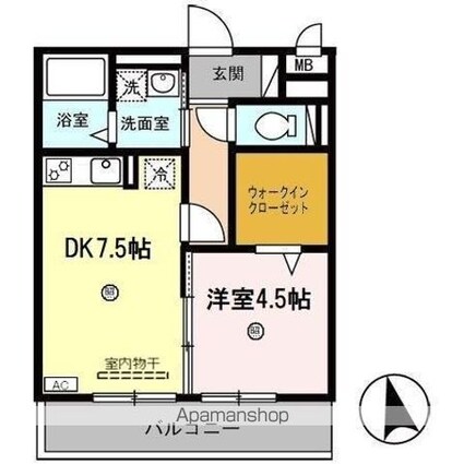 セヴェルＳｅｔａⅣ[1DK/35.3m2]の間取図