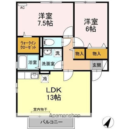 サンハイツＫ[2LDK/62.01m2]の間取図
