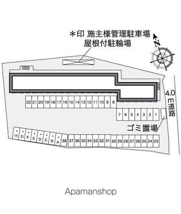レオパレス稲荷町[1K/23.18m2]の配置図