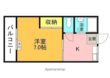 コーポ野咲[1K/22.4m2]の間取図