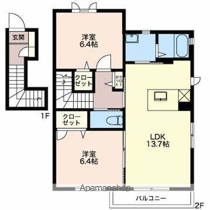 アメジスト[2LDK/56.5m2]の間取図