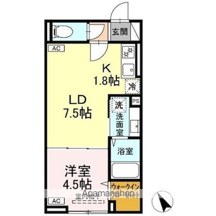 セレスティア中台[1LDK/33.81m2]の間取図