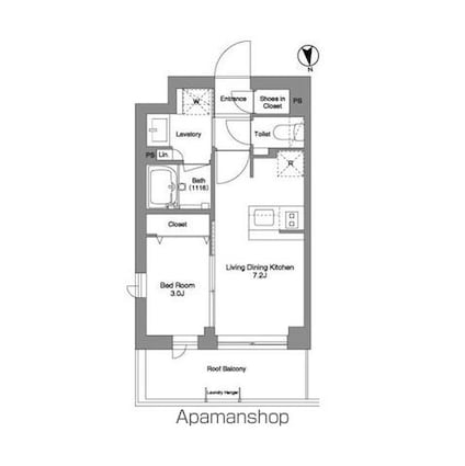 コンフォリア戸越公園[1DK/28.14m2]の間取図