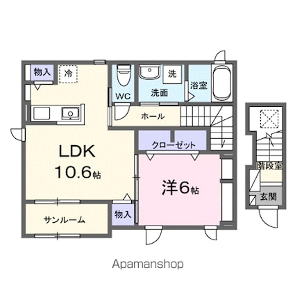 カーサフィオーレ一番館[1LDK/49.15m2]の間取図