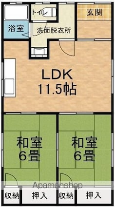 須澤城山貸家（新棟）[2LDK/54.45m2]の間取図