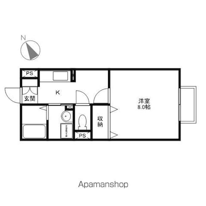 滋賀県蒲生郡日野町大字松尾[1K/30.03m2]の間取図