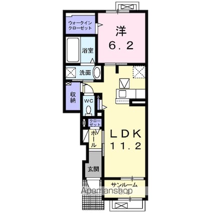 アリエッタ　オカ[1LDK/50.03m2]の間取図
