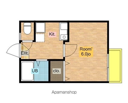 ピアプレジール[1K/19.44m2]の間取図