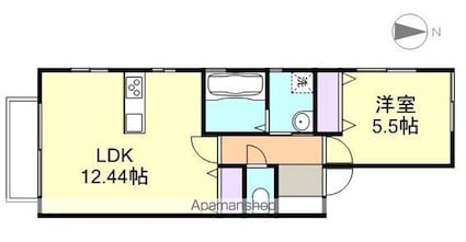 岡山県倉敷市四十瀬[1LDK/43.48m2]の間取図