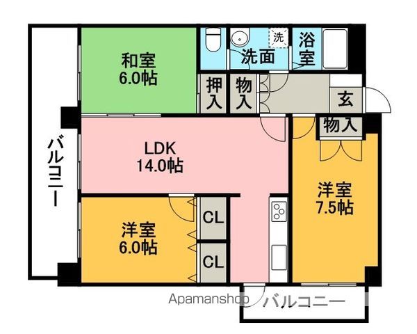 【福岡市中央区鳥飼のマンションの間取り】