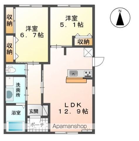 【岐阜市鷺山東のアパートの間取り】