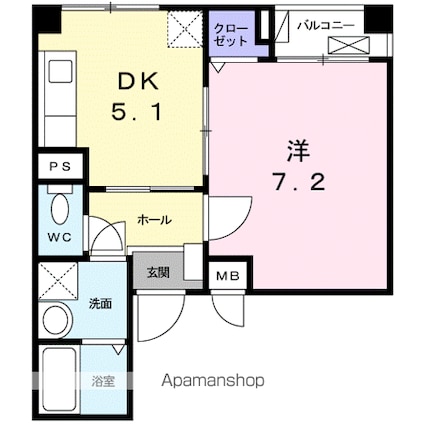 ヴィラ・グレイス浜大津[1DK/31.11m2]の間取図